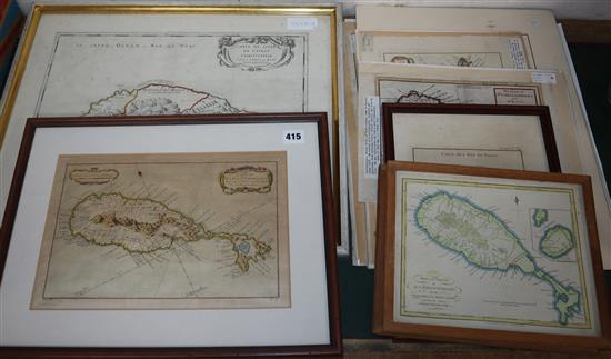 A group of assorted 18th century and later maps, mostly of the Island of St Christophers